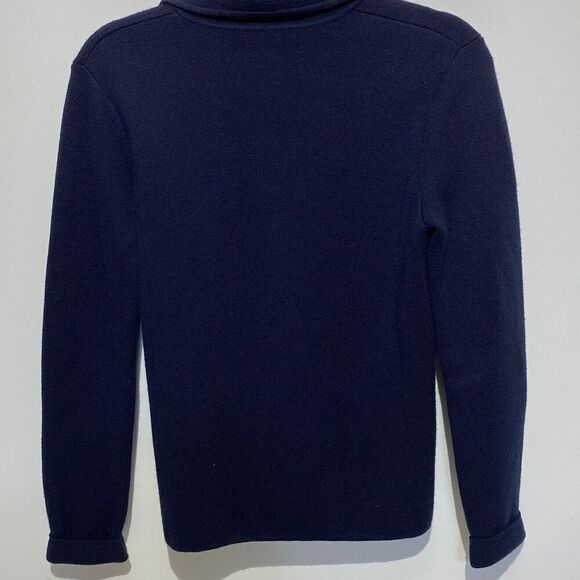 Lauren Ralph Lauren Womens Navy 100% Merino Wool Collared Cardigan Sweater Small - Picture 3 of 10